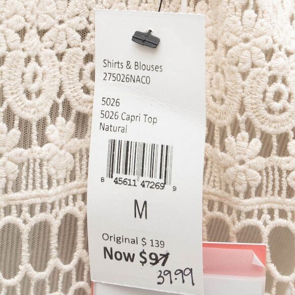 CAbi Cream Love Carol Collection Crochet Capri Swim Coverup Size Medium - Picture 6 of 12